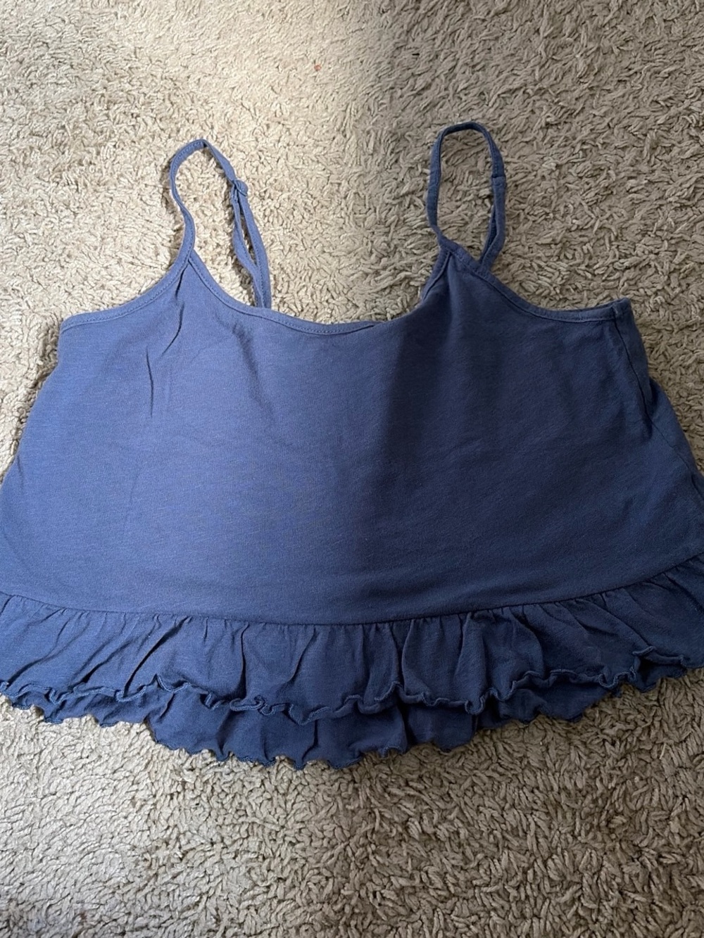 Women’s Blue Ruffled Hem Cami Tank Top